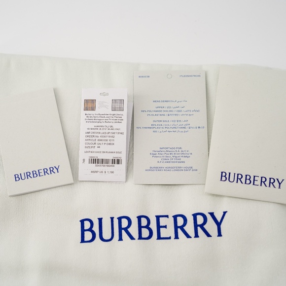 size 44eu 11us Burberry Creeper Mid Lace-Up Boots Platform Blue White Check - Picture 13 of 16